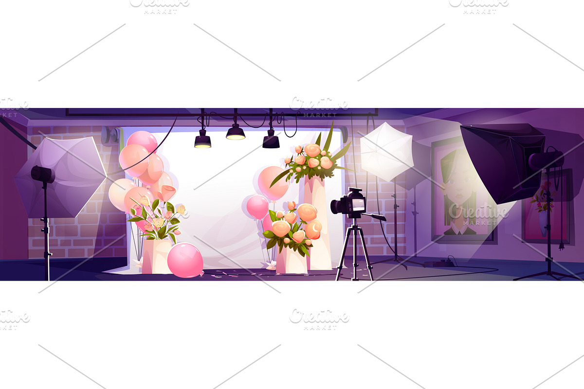 Photo studio cartoon scene, a Technology Illustration by art PVP - market