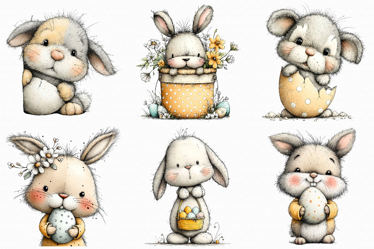 Cute Easter Bunny Clipart, an Illustration by Libby Wishes (Photo 8 of 9)