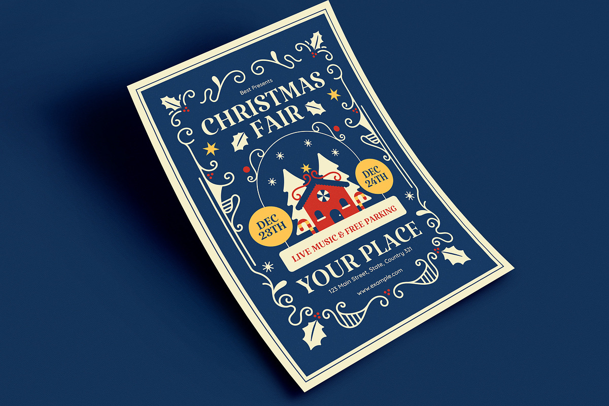 Retro Christmas Fair Event Flyer preview 3