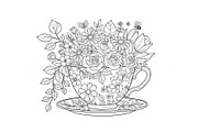 Floral Teacup Line Art Bundle, an Illustration by Gfx_Store (Thumbnail 14 of 51)
