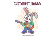 Cartoon Bunny Guitarist. T-Shirt SVG, an Animal Illustration by KENO Mascots (Thumbnail 2 of 3)