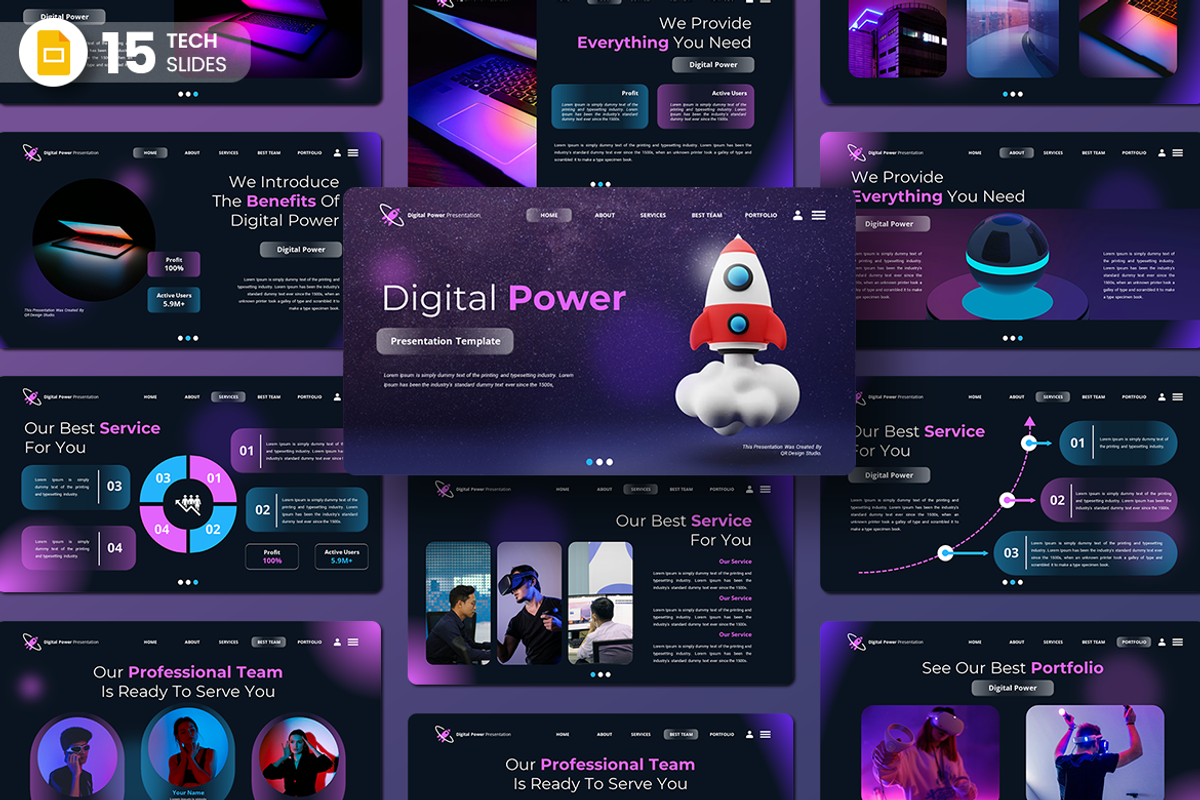 Digital Power Google Slides Template, a Presentation Template by QR Design Studio (Photo 1 of 3)