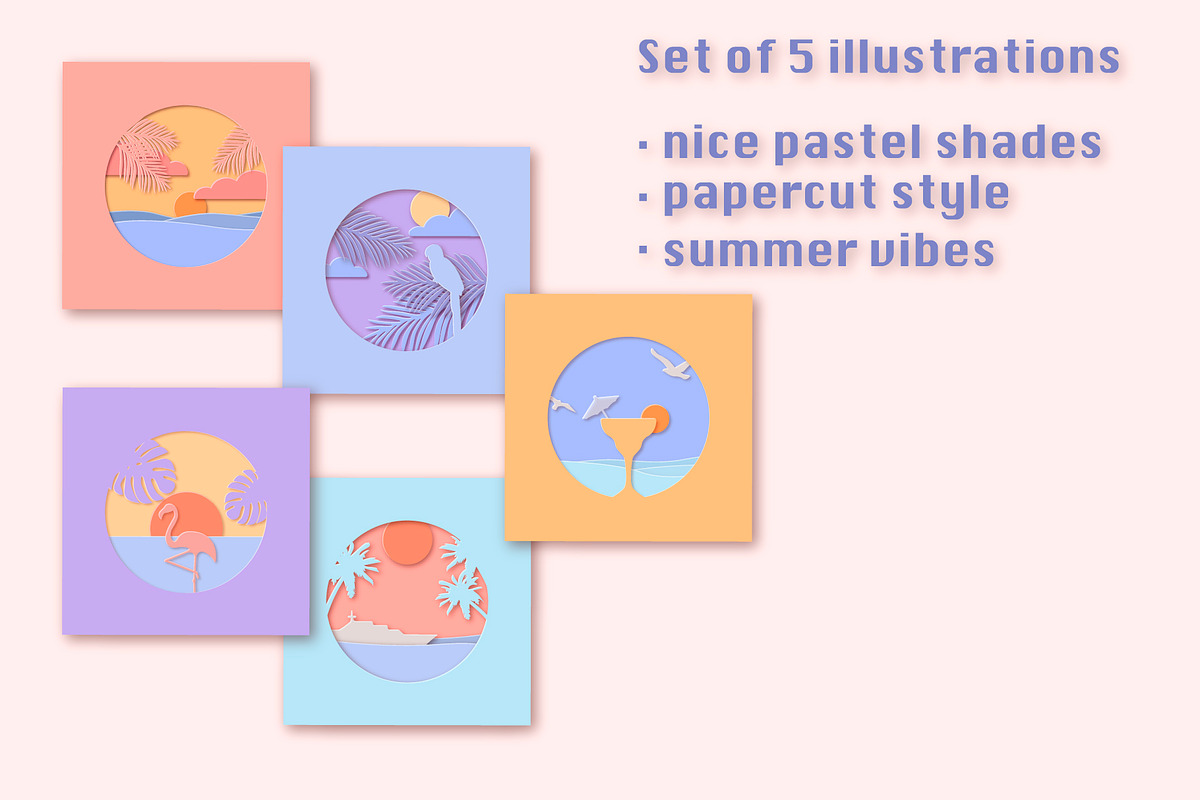 Tropical Summer Paper Cut Set, a Decorative Illustration by Minkina (Photo 2 of 4)