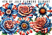 4th Of July Flowers Clipart, an Illustration by SinaCreation (Thumbnail 1 of 9)