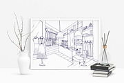 Boutique interior with furnishings, a Decorative Illustration by Good Studio (Thumbnail 3 of 4)