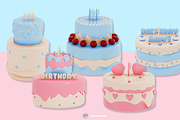 Birthday Cake 3D Clipart Set, a Food Illustration by Eyestudio (Thumbnail 5 of 5)