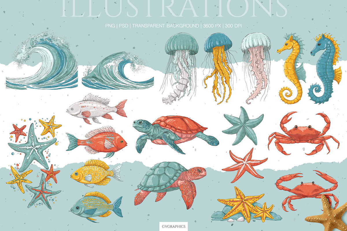 Deep Blue Illustrations #1, an Animal Illustration by GVGraphics (Photo 7 of 11)