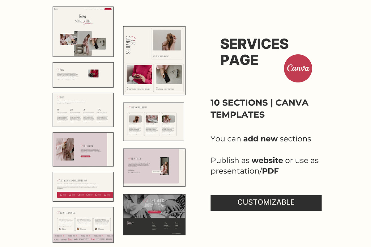 ROSA Canva Landing Page, a Landing Page Template by Studio Suvelle (Photo 7 of 8)