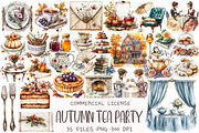 Watercolor Autumn Tea Party Clipart, an Illustration by OK Design (Thumbnail 1 of 5)