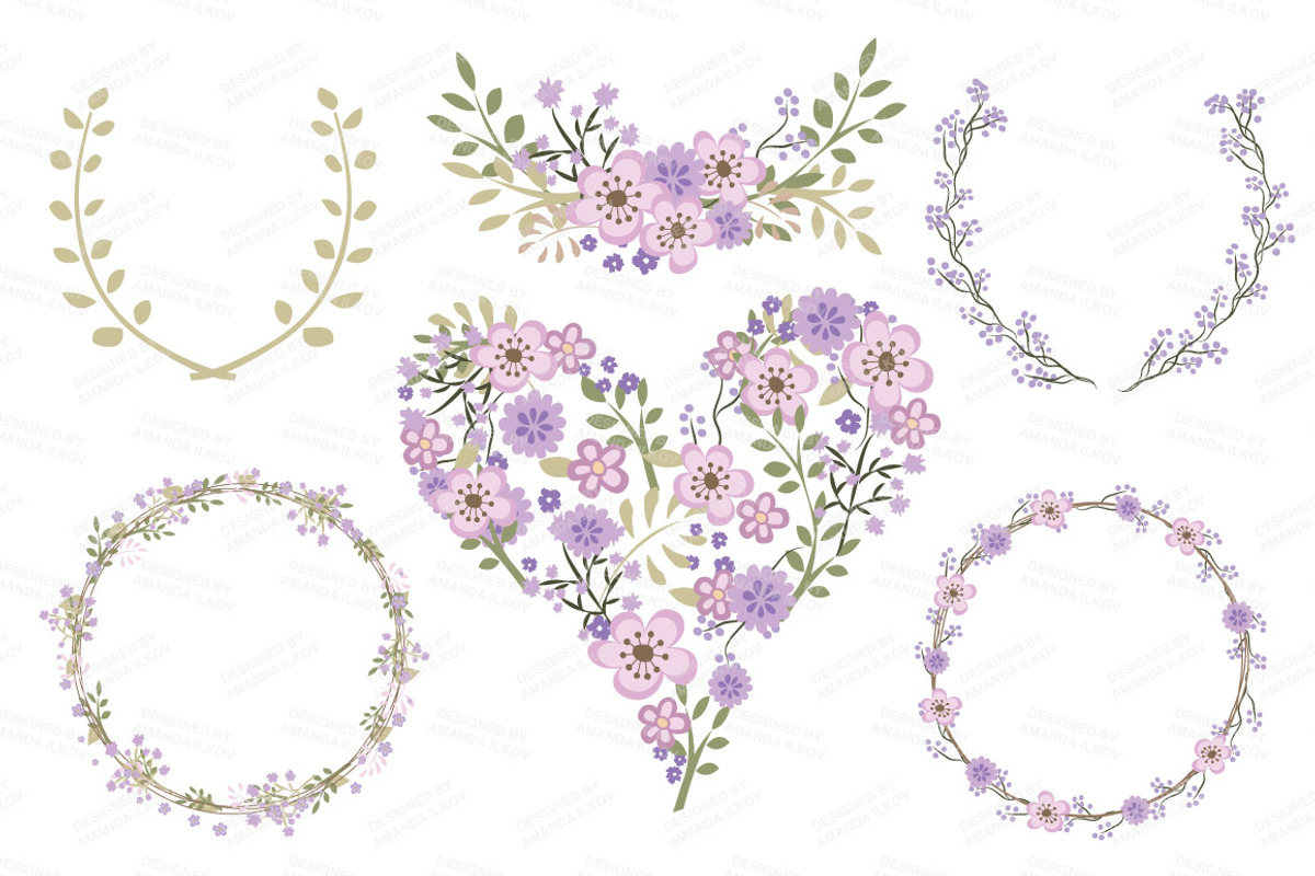 Lavender Vector Vintage Flowers, an Illustration by Amanda Ilkov (Photo 3 of 4)