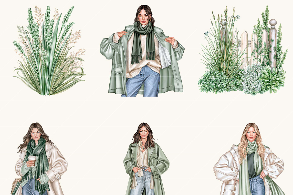 Watercolor Cozy Green Lifestyle, an Object Illustration by BusyDaydesign (Photo 5 of 9)