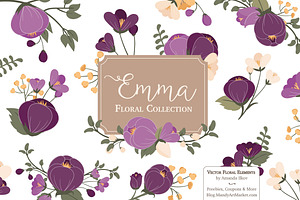 Plum Floral Clipart & Vectors, an Illustration by Amanda Ilkov