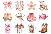 Watercolor Western Coquette Clipart, a Seasonal Illustration by CitraGraphics (Thumbnail 4 of 5)