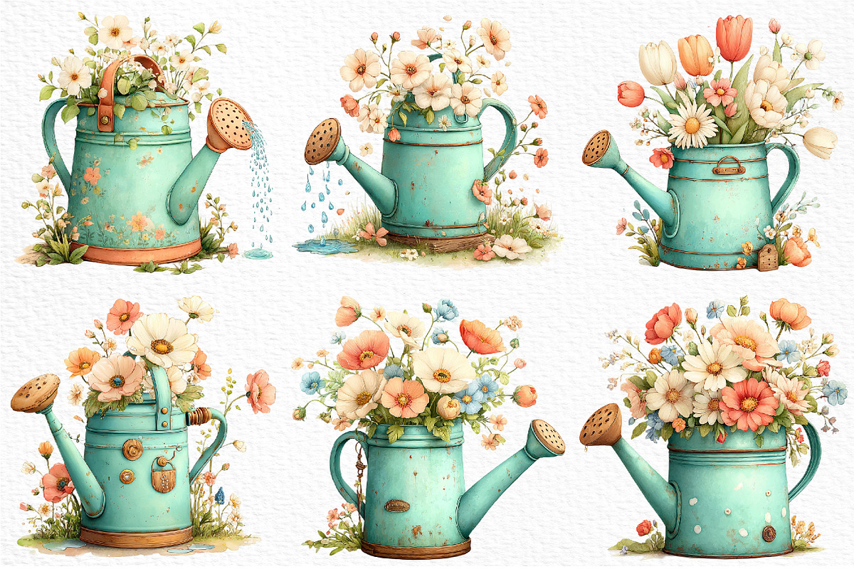 Spring Watering Clipart, an Illustration by Craft Nest (Photo 3 of 12)