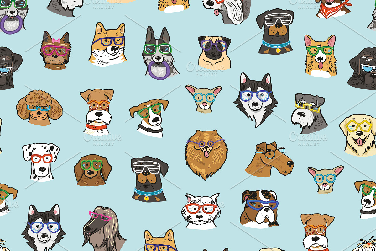Dogs with Glasses, an Animal Illustration by GooseFrol (Photo 8 of 17)