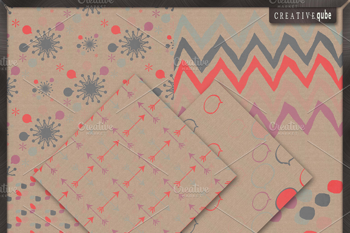 Digital Paper Pack- Patterned Burlap preview 2
