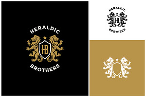 Heraldry Lions Shield Crest Logo, a Branding & Logo Template by Enola99d