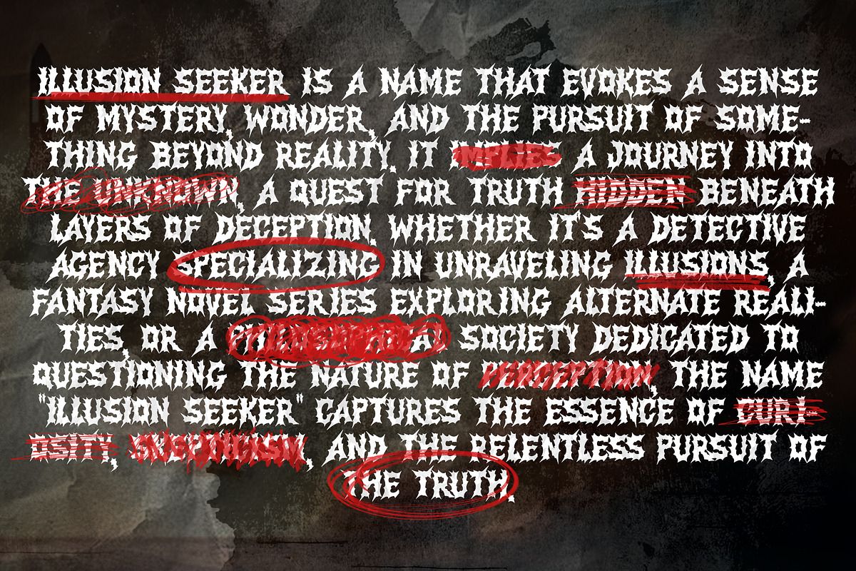 Illusion Seeker Metal Blackletter, a Blackletter Font by dansdesign (Photo 4 of 12)