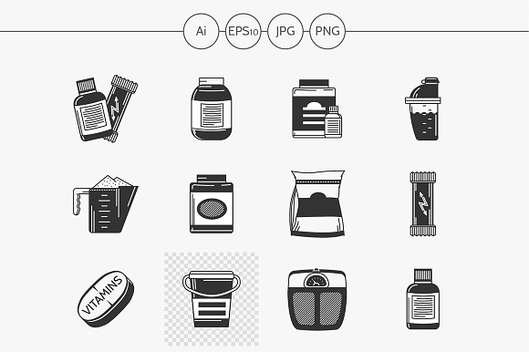 Sport Supplements Black Design Icons