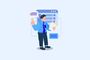 Businessman and Company Documents, a Person Illustration by Ahmad_Studio