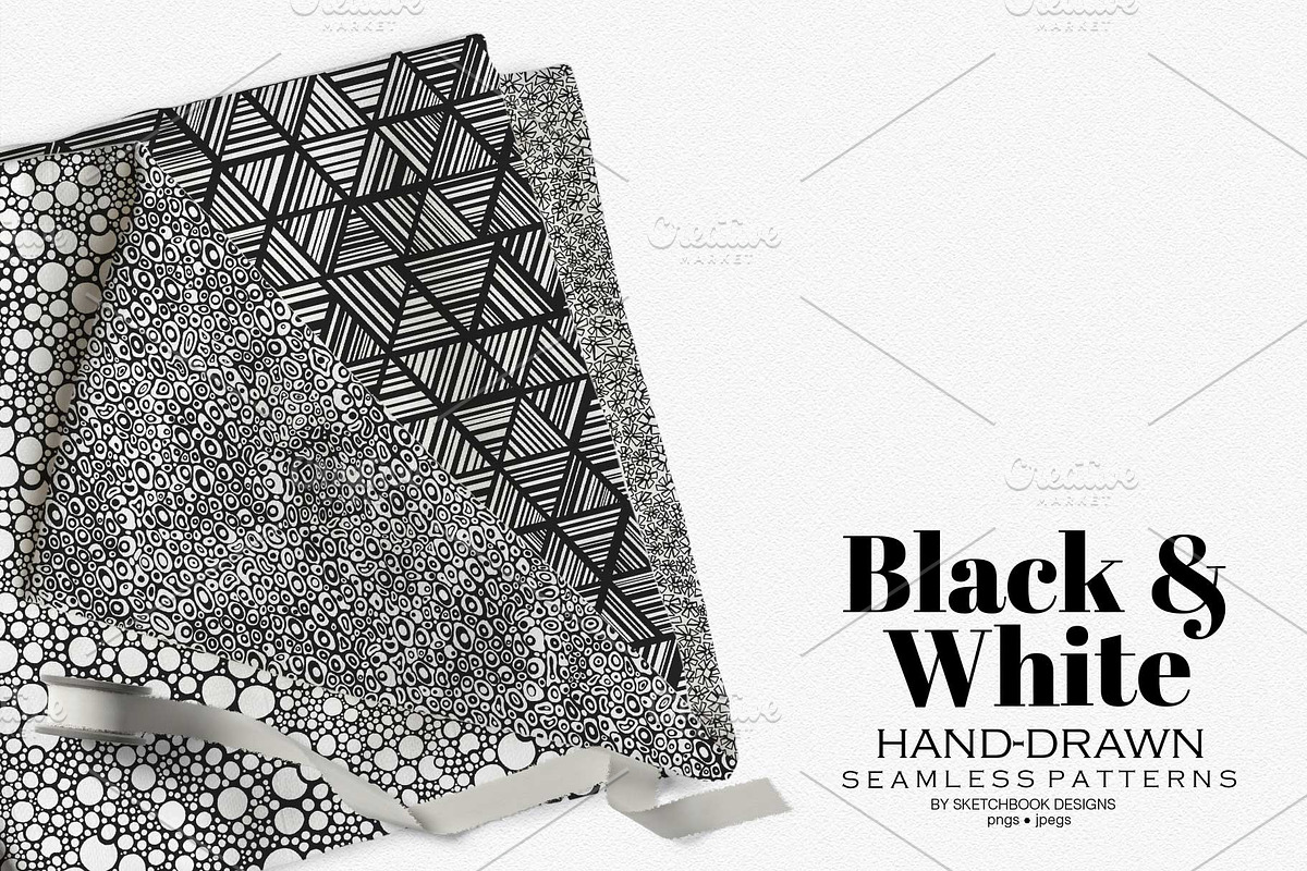 Black & White Hand-drawn Patterns, a Pattern Graphic by Sketchbook Designs (Photo 9 of 10)