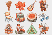 Watercolor Camping Clipart, a Seasonal Illustration by Design Market (Thumbnail 3 of 5)