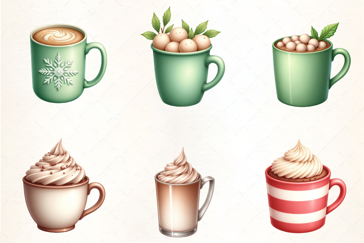 Christmas Hot Cocoa Mug Set Clipart, an Illustration by CrexoraLab (Photo 4 of 5)