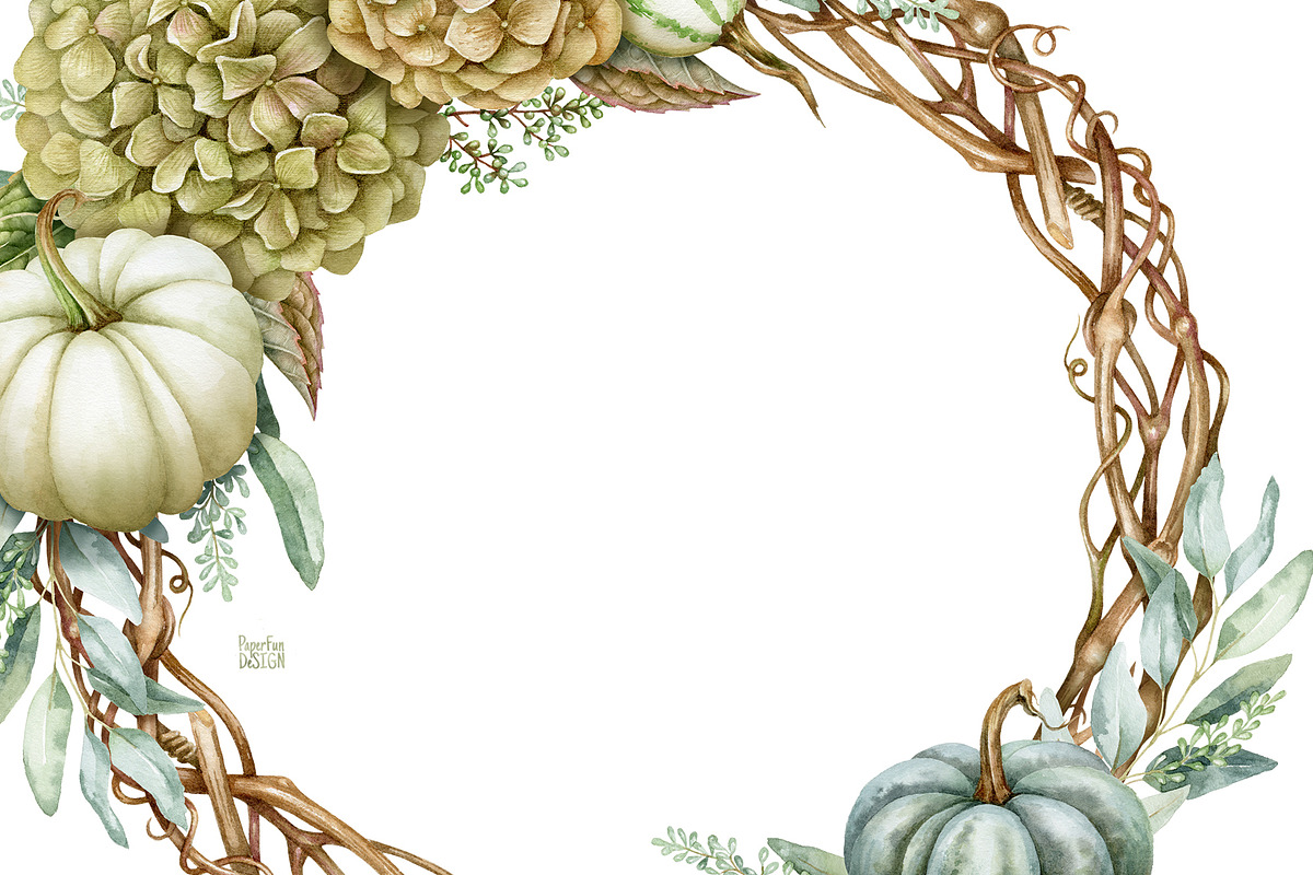 Watercolour autumn wreath PNG, a Decorative Illustration by Mary (Photo 5 of 5)
