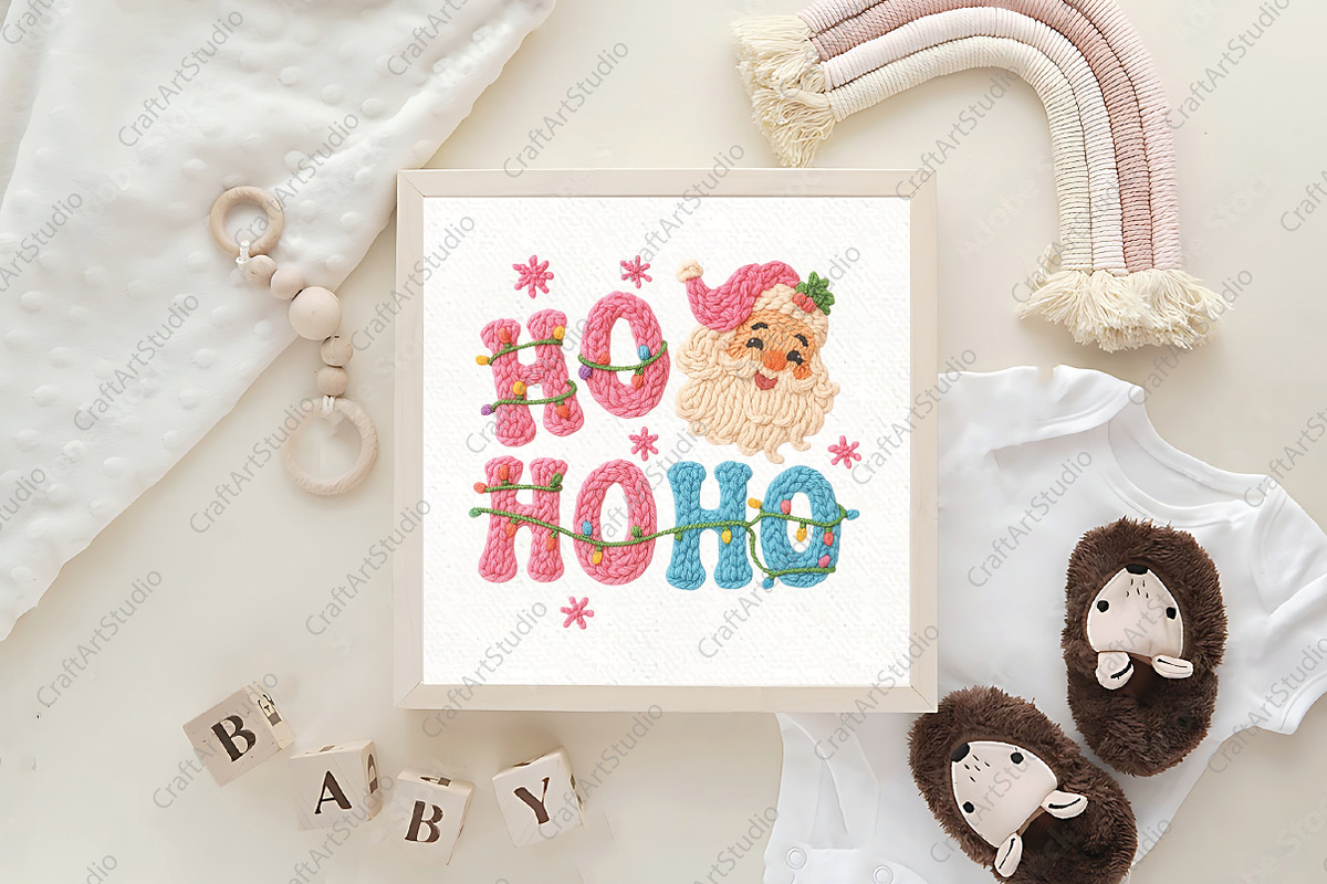 Christmas Ho Ho Ho Crochet PNG, an Illustration by CraftArtStudio (Photo 4 of 4)