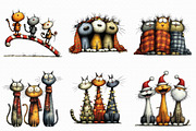 Quirky Christmas Cat Gang clipart, an Illustration by Libby Wishes (Thumbnail 4 of 9)