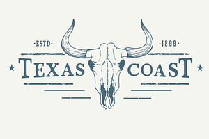 Texas Coast. Western Logotype