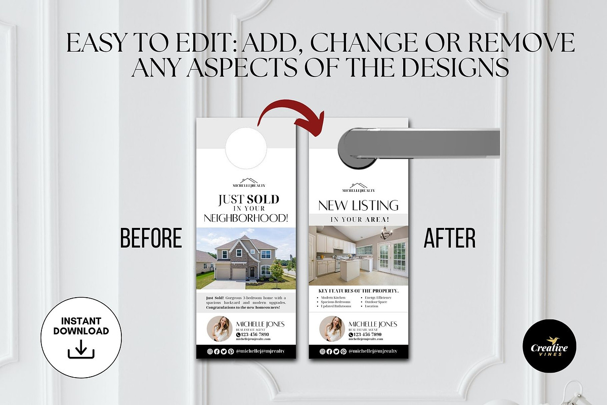 Real Estate Door Hanger Bundle Canva, a Marketing Template by CreativeVinesStore (Photo 5 of 6)