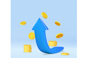 3d growth blue Arrow up stock chart, a Finance Illustration by ModVector