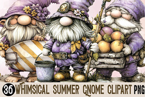 Whimsical Summer Gnome Clipart, a Person Illustration by SVGArt