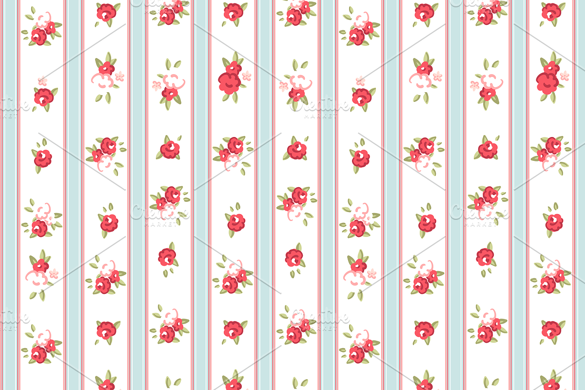 Shabby Chic Rose Digital Paper pack preview 5