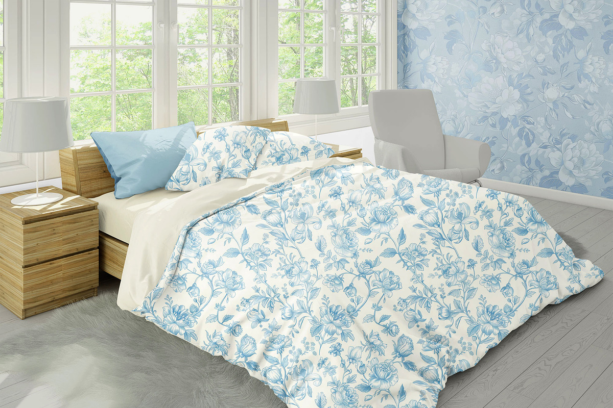 Floral Toile Print Design Patterns, a Pattern Graphic by Olya Creative (Photo 5 of 29)