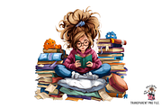 Bookish Girl Reading Clipart Bundle, a Graphic by Clipart Bloom (Thumbnail 2 of 10)