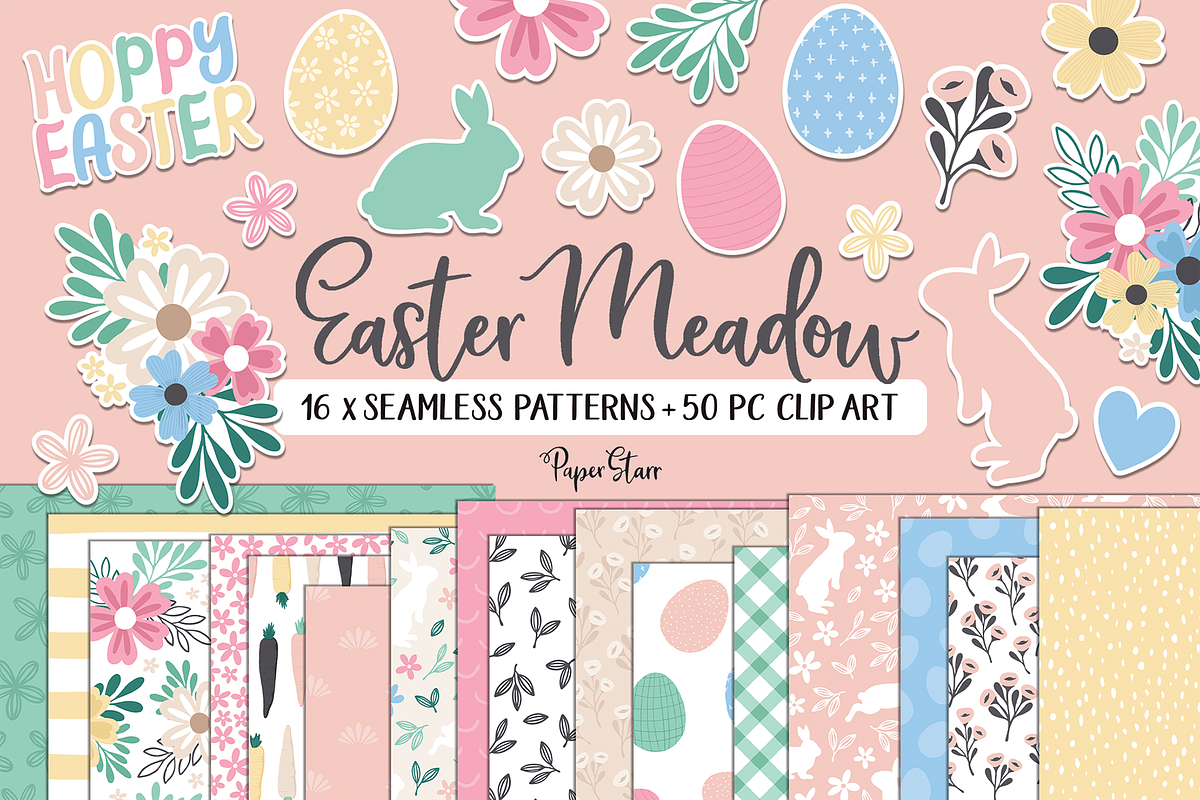 Easter Digital Paper Clip Art Bundle, a Pattern Graphic by Paper Starr Studio (Photo 1 of 6)