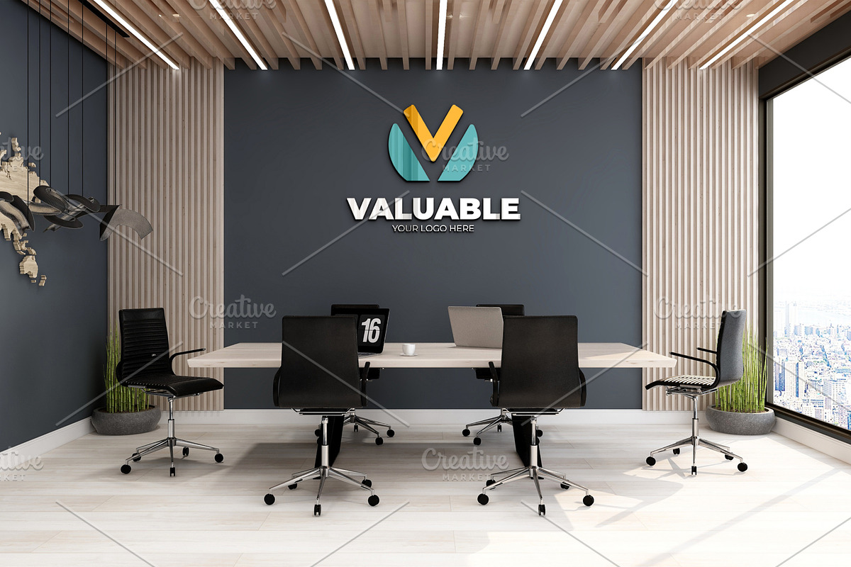 PSD Office Wall Logo Mockup, an Advertising Mockup by Ayy (Photo 12 of 23)