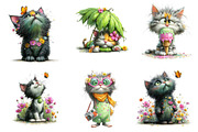 Whimsical Summer Cats Clipart Bundle, an Illustration by Dream Creation (Thumbnail 5 of 8)