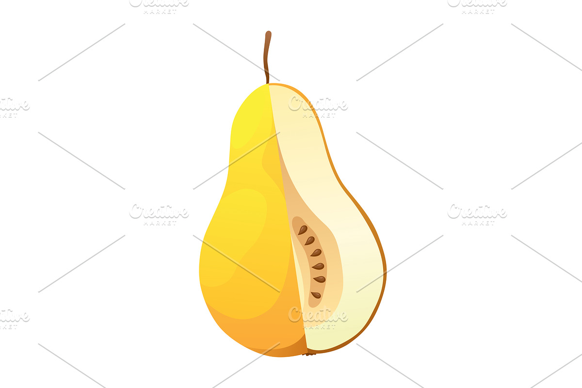 Yellow pear food cut half, piece, a Food Illustration by the8monkey