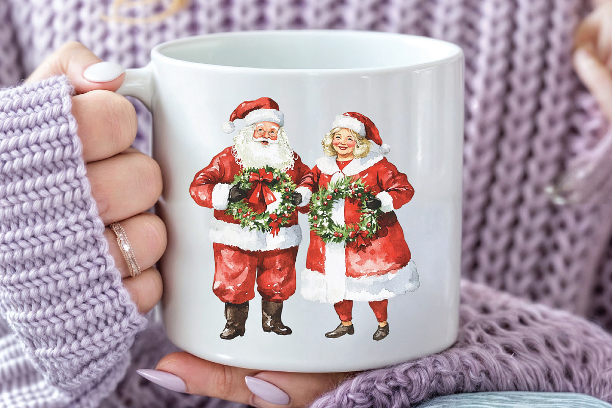 Mr & Mrs Santa Claus Christmas PNG, an Illustration by CraftArtStudio (Photo 5 of 6)