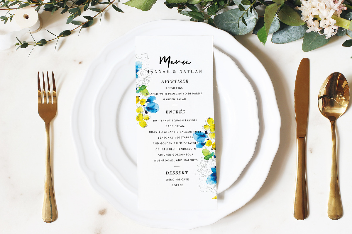 watercolor white flower wedding card, a Card Template by TurquoiseDesign (Photo 6 of 7)