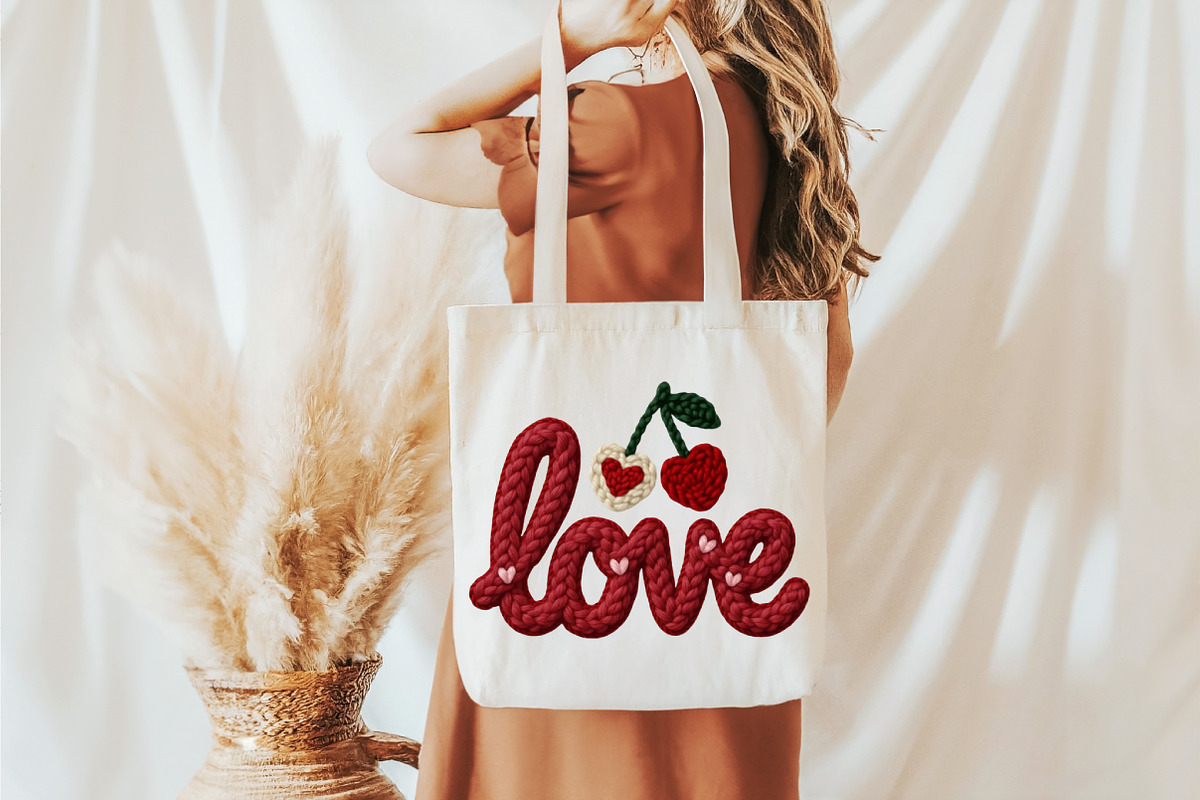 Faux Yarn LOVE Cherry Valentine PNG, an Illustration by designcity5 (Photo 3 of 8)