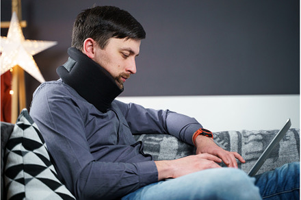 Man employee after accident working, a Business Photo by fotoliza