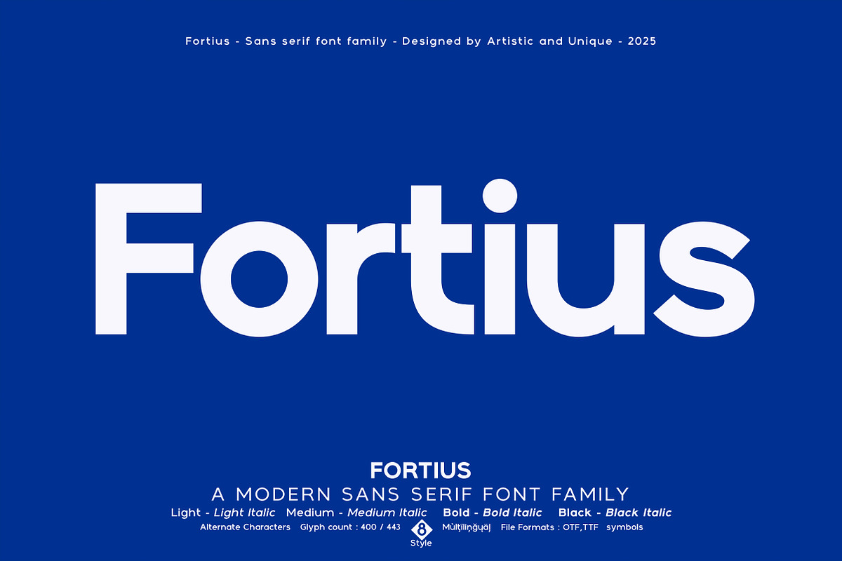 Fortius - Sans serif font family, a Sans Serif Font by Artistic & Unique (Photo 1 of 15)