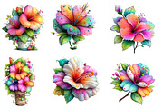 Whimsical Spring Hibiscus Flowers, an Illustration by Designworld (Thumbnail 2 of 7)