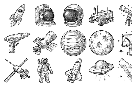 Hand Drawn Space Exploration Icons