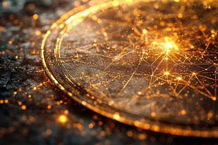 Golden Network Glittering Disc Abstr, a Background Photo by Pixeness