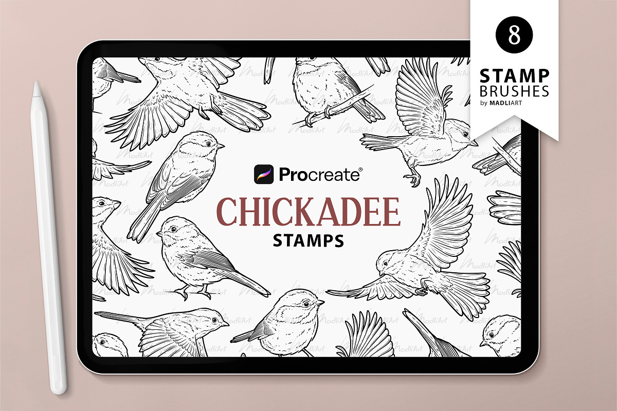 Chickadee Bird Procreate Stamps, a Shape Add-On by MadliArt (Photo 1 of 5)